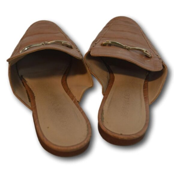 Jenn Ardor Caramel Reptile Embossed Backless Slip-On Mule Flat Loafers Size: 9 - Picture 4 of 4